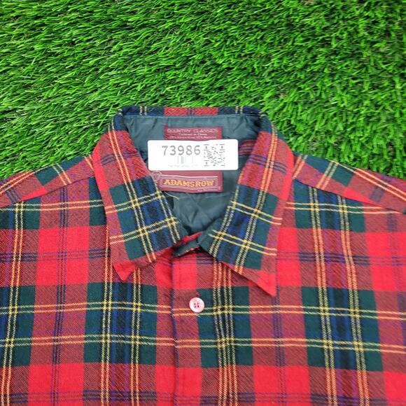 Adams-Row Country Wool Plaid Button Shirt Medium 21x28 Baggy Flannel - Picture 11 of 15